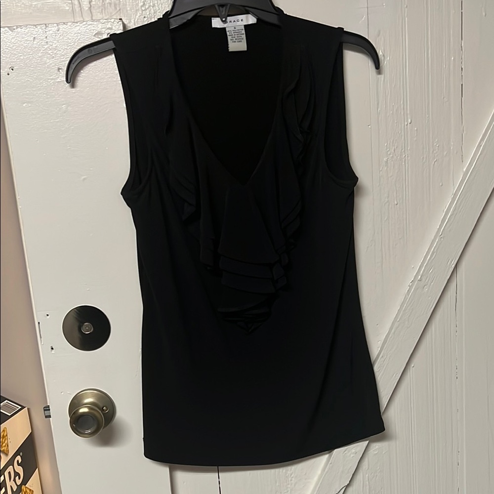 Grace Black Ruffled Sleeveless Tank Top